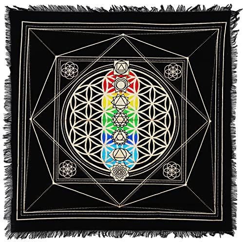Indian Consigners 7 Chakra-Alter-Tuch, Hexa-Altar-Abdeckung, Tarot-Streu, Hexerei, 90 x 90 cm