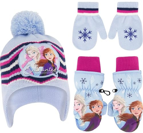 Disney girls Winter Hat With Knit Mittens Set and Insulated Ski Ages 2-4 Or Frozen Knit Gloves and Glove Set, Age 4-7, Mittens Sets, Age 2-4