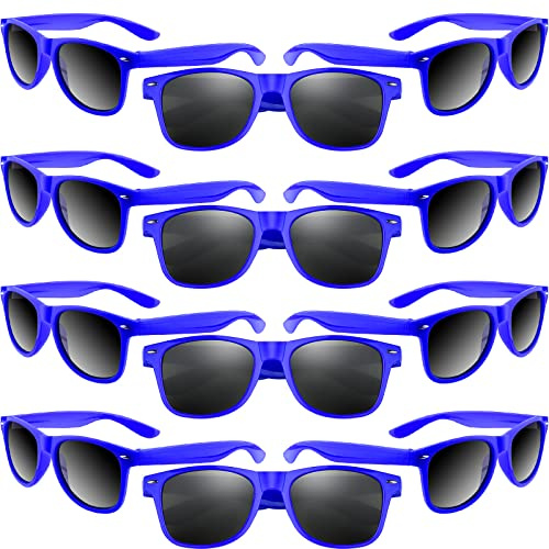 MIAHART 12 Pack Kids Party Sunglasses Bulk Summer Party Favors Retro Glasses for Boys and Girls Birthday Party Supplies, Blue