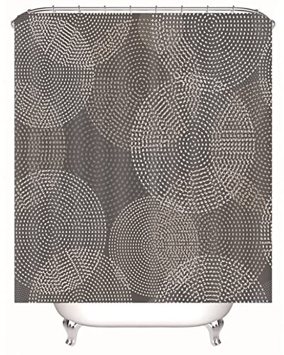 Whoiy Duschrollo Grau, Duschvorhang für Badewanne Über Eck 180X200cm Polyester Duschvorhänge Rundes Muster für Outdoor Hotel