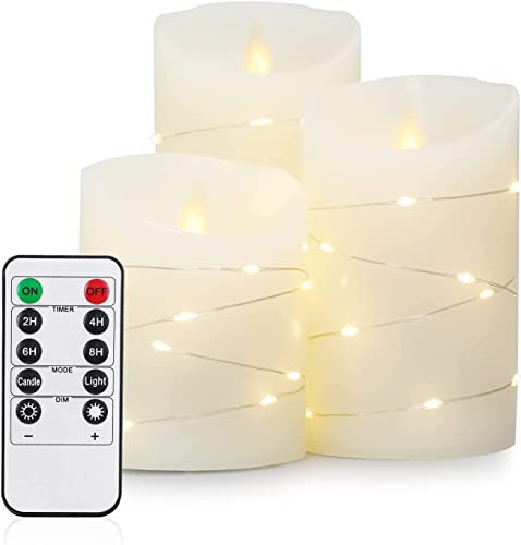 Yinuo Candle LED Kerzen mit Timerfunktion flackernde Flamme mit Fernbedienung Deko Badezimmer Deko Tischdeko Wohnzimmer