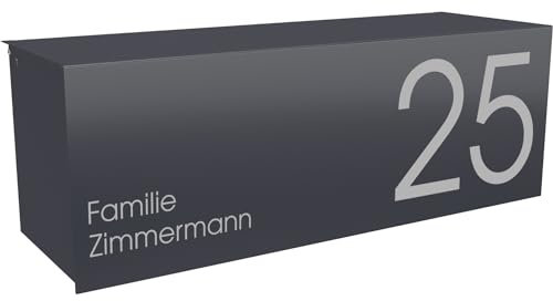 MOCAVI ZF 2 Zeitungsrolle mit Deckel personalisiert anthrazitgrau, modernes Design-Zeitungsfach, geschlossen, extra-groß, RAL 7016, grau, Zeitungsbox eckig, Qualität aus Deutschland, wetterfest