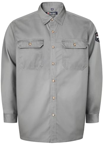 Uno Mejor Men's 7.5oz FR Shirts, 100% C Flame Resistant Welding Jacket, Fire Retardant Clothing, Durable Accessories, Meets NFPA2112, Grey-ZRND L