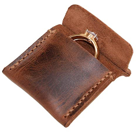 Sirseon Ringetui aus Leder, Ringetui aus Leder,Vintage Ringbeutel - Handgefertigte, tragbare, langlebige, schlanke Ringtasche aus PU-Leder im Retro-Stil für Heiratsantrag, Verlobung, Hochzeit