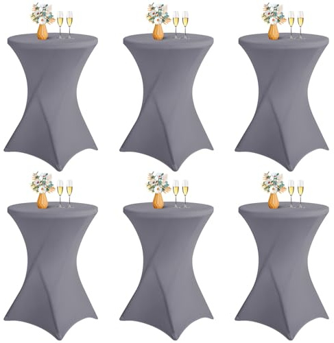 LYAFS 6er-Set Stretch Stehtisch Husse für Bistrotisch Ø 80-85 cm Elegante,Verstärkung im Fußbereich,Stretch-Husse hellgrau Hussen für Stehtische und Bistrotische (hellgrau, 80 x 110 cm)