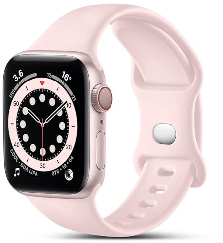 CeMiKa Compatible avec Apple Watch Bracelet 38mm 40mm 41mm 42mm 44mm 45mm 46mm 49mm, Bracelets Silicone Remplacement pour iWatch SE SE3 Series 11 10 9 8 7 6 5 4 3 2 1, 38mm/40mm/41mm-S/M, Rose Clair