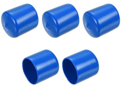 sourcing map Gummi-Endkappen, Abdeckkappen, 30 mm, ID, Vinyl, Rundrohrschrauben, Schraubgewinde, Schutz, Blau, 5 Stück