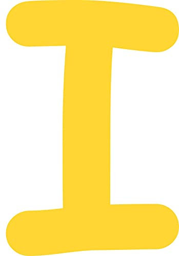 Kleckerliese Buchstaben Aufkleber 38 cm Einzel – seidenmatte Alphabet Sticker A–Z für Kinderzimmer, Wand, Tür, Möbel & Auto – selbstklebend & konturgeschnitten – I – Farbe Gelb