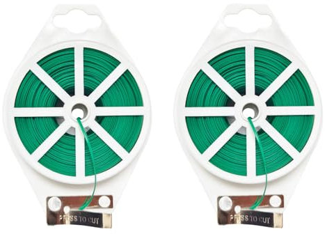 200m Fil Jardinage Vert 2 Rouleaux Attaches Jardin Fil de Serrage pour Jardin pour Plantes Grimpantes, Vignes, Arbustes et Fleurs