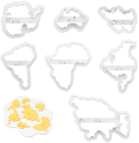 7 PACK World Map Shape Cookie Cutters, Cake Decorating Stencil, Seven Continents Shape Cookie Cutter Set, for Cake, Cookies, Cupcakes, Fondant, Pastry