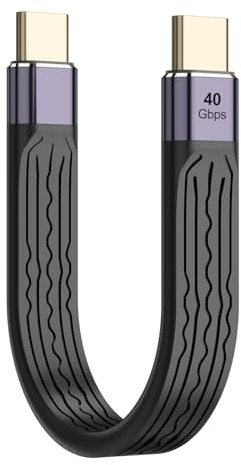 OFFCUP Kort USB C-kabel, 13,15 cm, 100 W, USB C, hane till C, hane USB 4.0, snabbladdning, 40 Gbps, dataöverföring, mjuk kabel, FPC, mini USB C-kabel för mobiltelefon, smartphone, surfplatta, enhet