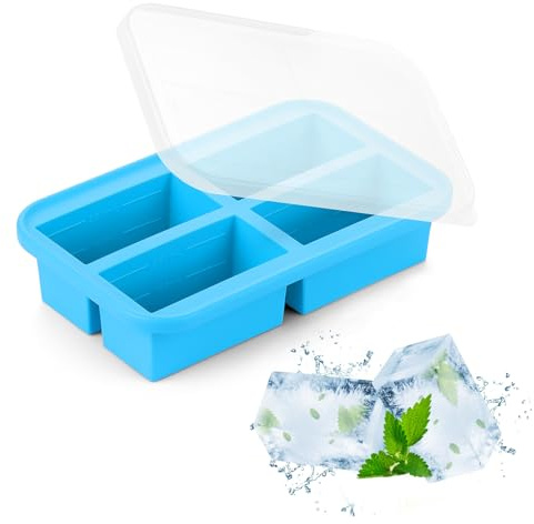 1 Cup (250 mL) Silicone Soup Freezer Tray with Lid, Silicone Soup Freezer Moulds, Baby Food Freezer Trays, Soup Freezer Containers, Container for Storing and Freezing Soup, Broth, Sauce and Ice