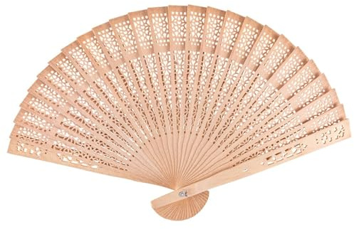 Éventail en bois vintage - Éventail pliable en bois de santal parfumé, éventail pliant pour dames, éventail parfumé à tenir dans le cadre en bois, éventail pliant compact pour mariage, événement