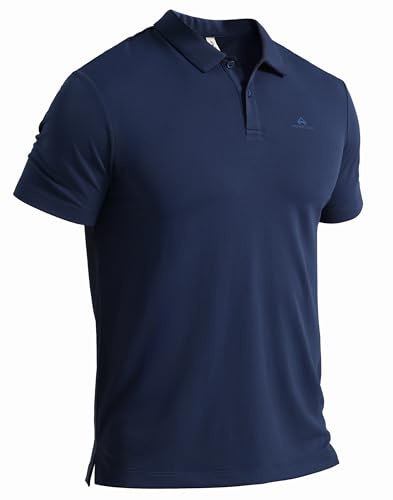 Pioneer Camp Herren Poloshirt Kurzarm - Atmungsaktiv & Schnelltrocknend mit 4-Wege-Stretch, UPF 50+ Sonnenschutz - Hochwertiges Funktionsshirt(Dunkelblau/L)