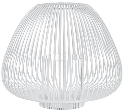blomus Laterne -LYVA- | Farbe White | Größe M | Aus pulverbeschichtetem Stahl und klarem Glas; Für stimmungsvolles Kerzenlicht; Ø 25 x H 26,5 cm