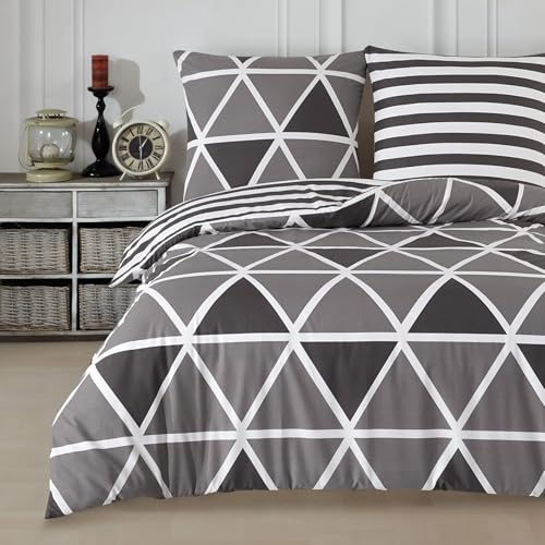 Buymax Bettwäsche 200x220 cm – Bettwäsche Set 3-teilig 200 x 220 cm, Renforcé 100% Baumwolle, Bettbezug mit 2 Kissenbezügen 80x80 cm, Oeko-TEX, Reißverschluss, weich und atmungsaktiv