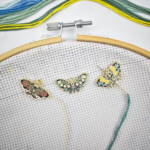 Fjäril nål minder magnetisk nålhållare för korsstygn broderi sömnad nål och stifthållare nålpunkt tillbehör (blomma fjäril)