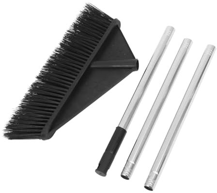 minkissy Stiff Bristle Cleaning Broom Long Handle for Home Yard and Warehouse Heavy Duty Outdoor Sweeper for Garden and Garage Black