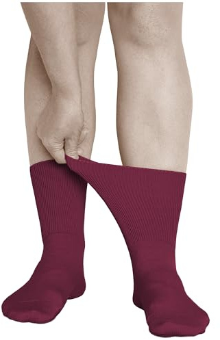 vitsocks Calzini per Diabetici Extra Larghi senza Elastico Donna (3 PAIA) Calze Sanitarie Piedi Gonfi Cotone Morbido, bordeaux, 39-42
