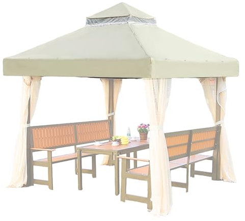 Pavillon-Abdeckungen, 3 x 3 m, Ersatzabdeckung für Doppeldach, Doppelstöckig, Pop-Up-Pavillon-Zelt-Netzabdeckung, für Grill, Terrasse, Grill, Outdoor, Hinterhof