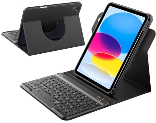Inateck Case with Keyboard for iPad A16 11th Gen 2025 11 inch/10th Gen 2022 10.9 inch, Magnetic Rotating Keyboard Case with Pencil Holder, Vertical/Horizontal Mode, Detachable, Classic N0029