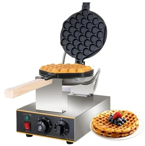 Elektrisk äggbubblavåffelmaskin, kommersiell eggettes, puffkaka, 1400W, 360 graders roterande non-stick kakbakning Hög prestanda
