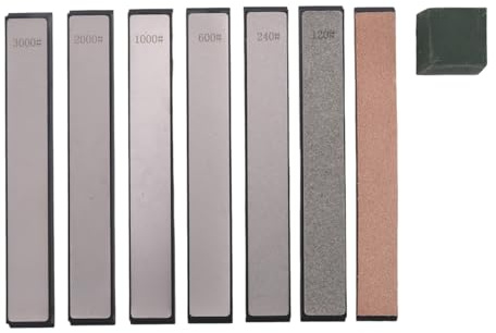 Gosera Sharpening Stone 6 Whetstone-120/240/600/1000/2000/3000, 1 Strop,1 Polishing Paste for Fix-Angled Knife Sharpener Silver
