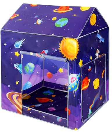 TTLOJ Gift for Christmas Universe Space Style Play Tents for Boys Girls, Playhouse Castle Toy for Toddler Play House, Teepee Tent Indoor Outdoor