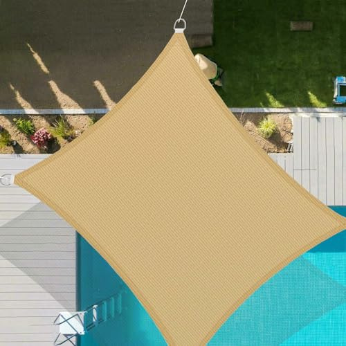 Tenda parasole rettangolare resistente, 6 x 8 m, 90% blocco UV, permeabile all'acqua, per esterni, patio, giardino, pergola, cortile, posto auto coperto, protezione da sole