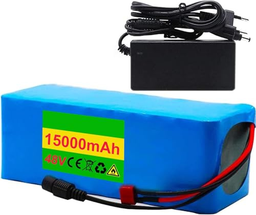 48V 15Ah Batería para Bicicleta Electrica 48V 15Ah 13S5P Impermeable E-Bike Batería Batería De Alta Potencia con BMS Y Cargador para 200W-800W Motores 48V 15AH,XT60