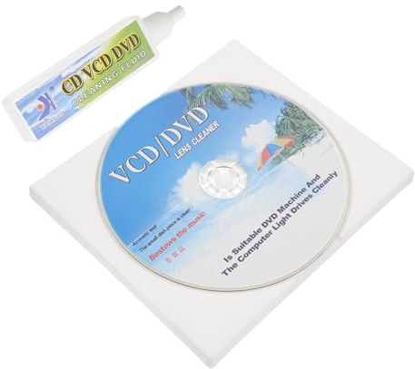 TOBBOMEY Multifunktionales CD DVD Reinigungsset mit Bürste und Reinigungsflüssigkeit Langlebiges PC Material Kompakt und Einfach für CD Vcd DVD Player Pflege und Linsenreinigung