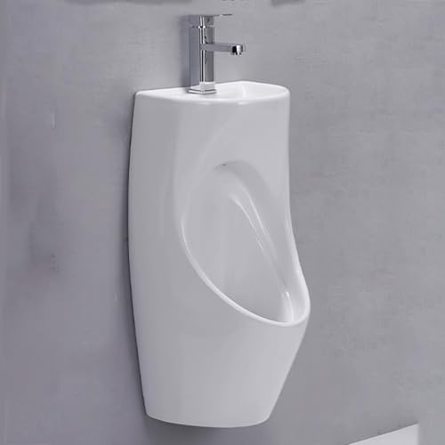 Orinatoio da parete in ceramica da uomo, design a prova di fuoriuscite con lavabo e rubinetto, WC ad alta efficienza per casa, hotel, bar, finitura bianca moderna