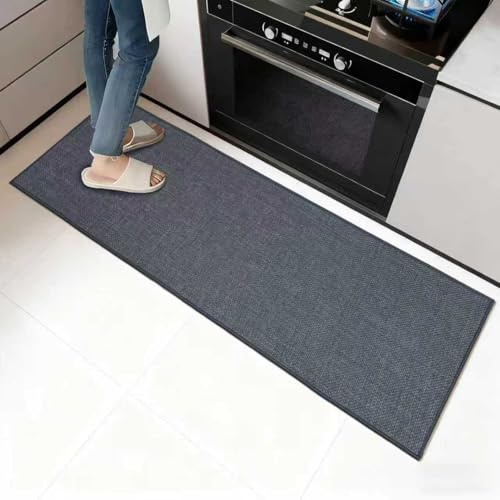 KZARYVEXIS Tapis de Cuisine Antidérapant en Caoutchouc, Tapis Antifatigue Lavable Devant Évier - Imperméable et Résistant à l'huile pour Salle de Bain, Buanderie, Couloir (Gris, 43.5x180)