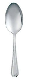 Bead Stainless Steel Cutlery Set - Pack of 12 - Parish Pattern Silverware, 18/0 Stainless Steel, Beaded Border Solid Handle Design, Durable Tableware for Home & Commercial Use - Bead Table Spoon