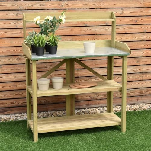 Large Wooden Planting Table Practical Garden Work Bench Station Flower& Plants Organiser