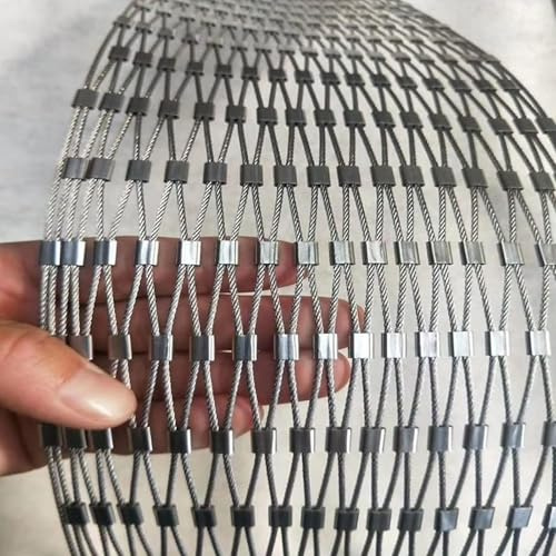 JHIAADEY Filet De Protection en Acier Inoxydable,304 Filet De Corde en Acier Inoxydable,Filet De SéCurité for Garde-Corps D'ExtéRieur,SéCurité Metal Protection Flexible Mailles(2 * 0.7m/6.5 * 2.3ft)