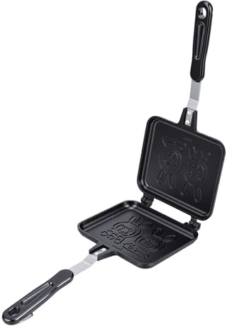 Fockety Machine à Sandwichs Chauds, Poêle à Sandwich et Panini Antiadhésive avec Poignée, Poêle à Griller Double Face en Aluminium pour la Maison, la Cuisine, le Petit Déjeuner
