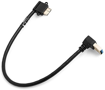 System-S Micro USB 3.0 90° Grad Links gewinkelt auf USB Typ A 3.0 Abwärtsgewinkelt Kabel Adapter Datenkabel Ladekabel 27 cm