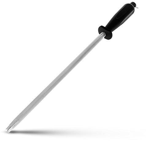 Afilador de cuchillos profesional de acero al carbono, negro, 30,5 cm