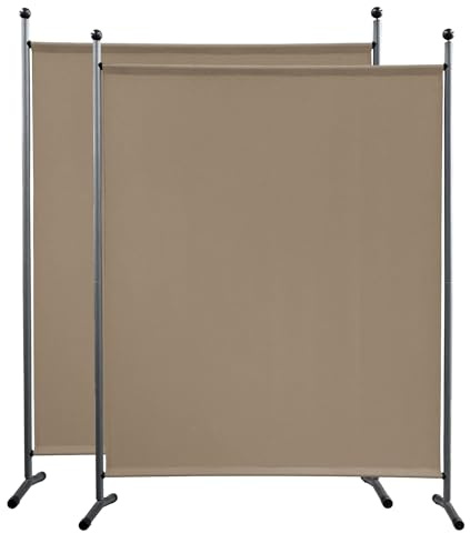 QUICK STAR 2 Stück Paravent 150 x 190 cm Beige - Raumteiler Stellwand Blickdicht Innen & Außen - Garten & Balkon Sichtschutz Trennwand