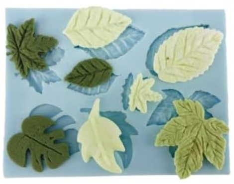 COXIMUS Silikonform Blätter gemischt | hochwertige Silikonform für Fondant und Flowerpaste | schnell & einfach zum Reindrücken | Made in Germany