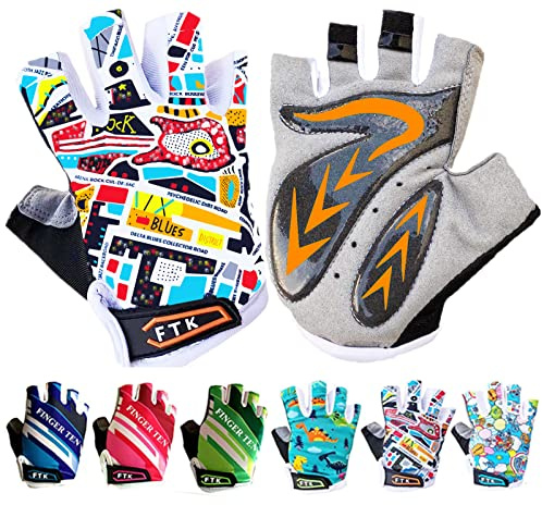 Mitaines de cyclisme pour enfants, rembourrées en gel, antidérapantes, respirantes, mitaines réglables pour VTT, course à pied, sports de plein air, cyclisme, patinage, Orange, xl