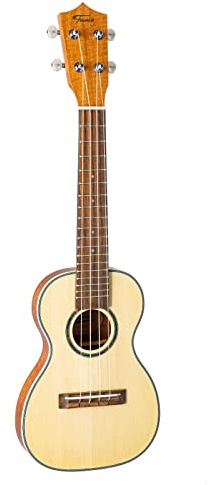 Fame UKE-C SC Thinline Konzert Ukulele, 18 Bünde, 380mm Mensur, Okoumé Hals, Fichte und Mahagoni Korpus, Black Walnut Griffbrett, Chrom Hardware, Natur Finish, Ideal für Einsteiger und Reisen