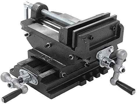 Maschinenschraubstock Bohrmaschinen Schraubstock 2-Achsen 127mm (5 Zoll) Schraubstock für Kreuztisch Frästisch oder Werkbank Seitlich oder in Längsrichtung bewegen Kreuztisch Frästisch