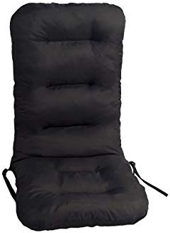 Coussin fauteuil jardin, coussin chaise jardin avec dossier, coussin de chaise, coussin chaise longue – 48 x 48 x 75 cm – Noir
