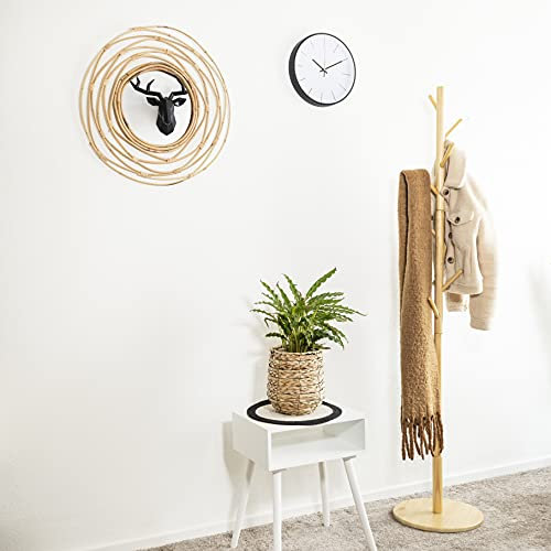 QUVIO Garderobenständer mit 8 haken, stabiler Kleiderständer für Jacken, Taschen, Hüte, Kinderkleiderständer, 175 cm, Freistehende Garderobe in Baumform, Hellbrauner