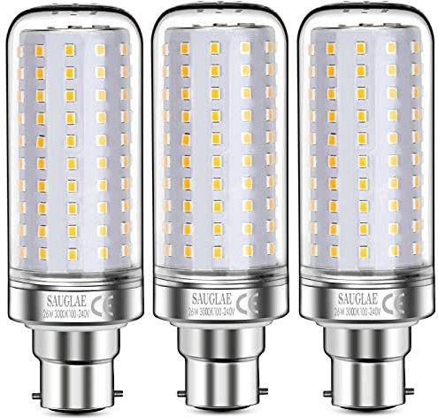 SAUGLAE 26W LED Lampen, 200W Glühlampen Äquivalent, 3000K Warmweiß, 3000Lm, B22 Bajonett Kappe LED Leuchtmittel, 3 Stück
