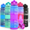 Lunidry Trinkflasche - Tritan BPA Frei Wasserflasche Kinder, 1L/500ml Kohlensäure Geeignet Auslaufsicher Sport Trinkflasche mit Zeitmarkierungen & Fruchteinsatz Für Schule, Fahrrad, Gym, Outdoor