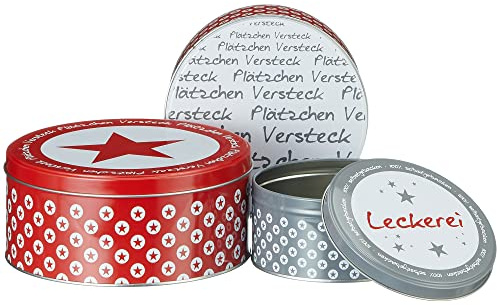 3-tlg. Set Gebäckdosen aus Metall für Weihnachten - (Plätzchenversteck) | Keksdosen - Plätzchendosen