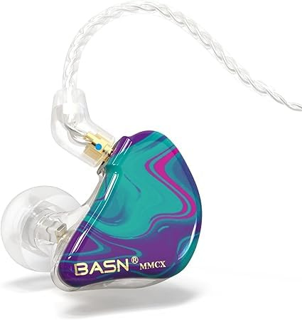 BASN MMCX Dreifach-Treiber In-Ear-Monitore für Musiker(Purple Aurora) | Dreifach-Treiber mit satten Bässen, HiFi-Stereo-IEM-Kopfhörer mit verbesserten abnehmbaren Kabeln für Audiophile Musiker